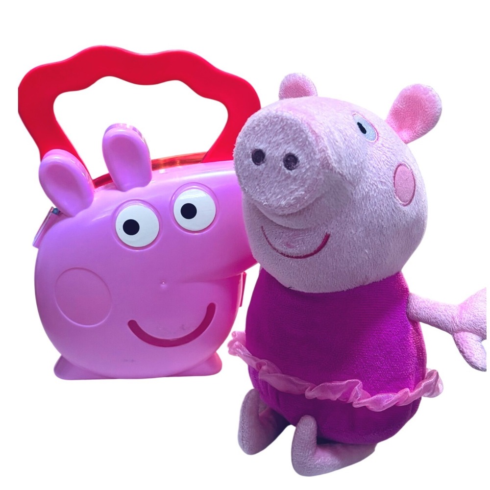 Peppa Pig Ballerina Plush with Pink Plastic Pencil Storage Case